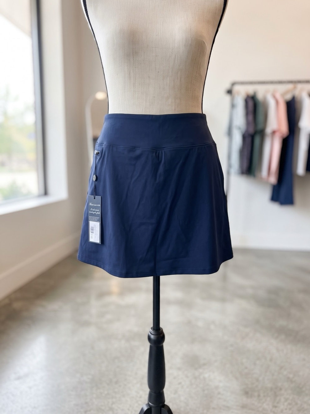 Greyson Athleisure Black Performance Skort with Subtle Tag Detail
